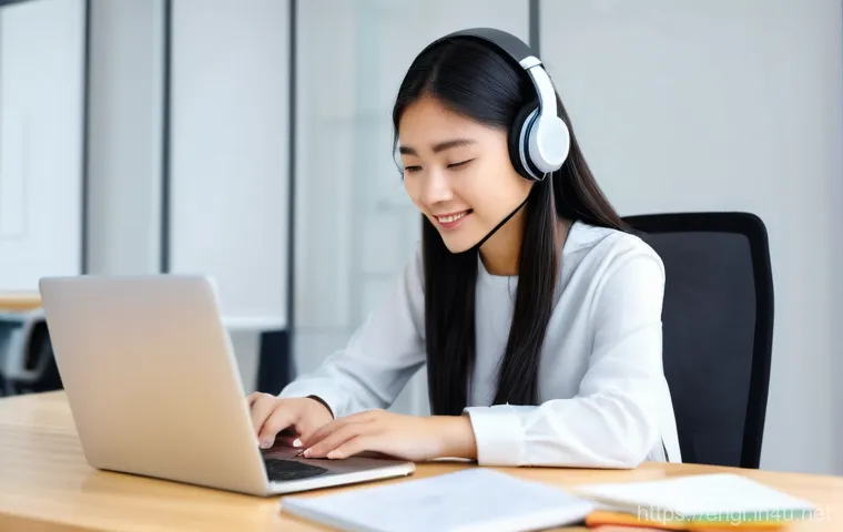 TOEIC 고득점 실전 팁 - A diligent, diverse female student in her early 20s, wearing comfortable everyday clothes, is deeply...