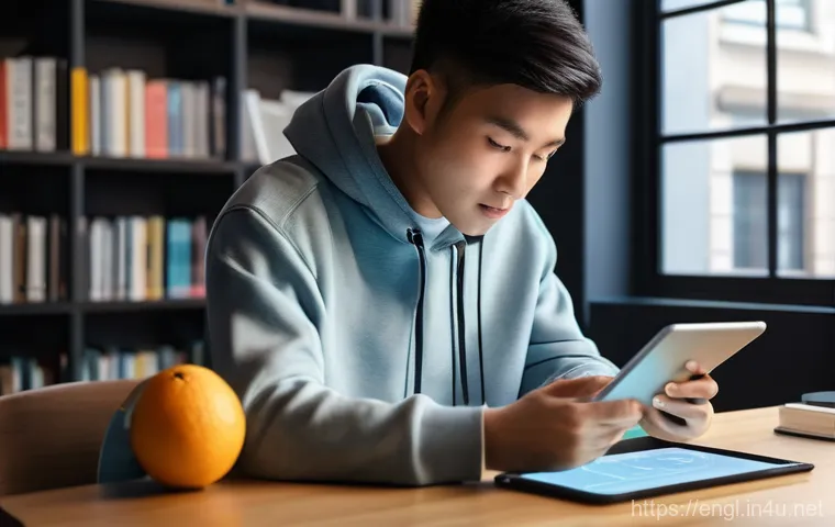 TOEIC 학습 어플 추천 - **AI Personalized TOEIC Study:** A young adult (20s, East Asian, wearing casual but stylish everyday...